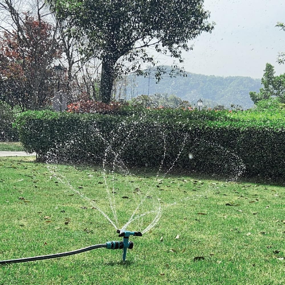 Garden Sprinkler, 360 Degree Rotating Lawn Sprinkler Large Area Coverage - Adjustable, Weighted Gardening Watering System