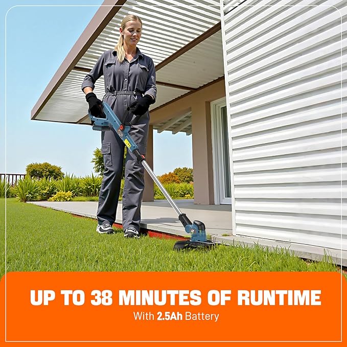 SENIX 20V 10" Cordless Weed Wacker, String Trimmer, Telescoping Rotating Shaft, Adjust Head & Assistant Grip, Auto Line Feed w/ 2.5Ah Battery & Charger, GTX2-M