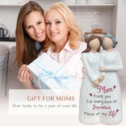 Mom Birthday Gifts, Mom and Daughter Figurine, Gifts for Mom from Daughter for Mother’s Day Anniversary Birthday Christmas, Sculpted Hand-Painted Statues