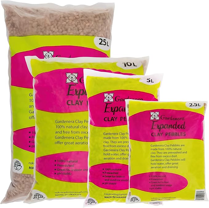 Gardenera Expanded Clay Pebbles for Plants – 4mm-16mm LECA Balls | 100% Natural Hydroton Clay for Drainage, Hydroponics, Aquaponics, Terrariums, Orchids & Indoor Plant Growing Medium - 3 Quarts