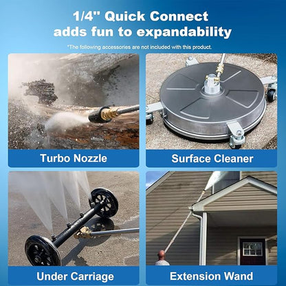 Electric Pressure Washer Adjustable 5000PSI 4.0 GPM Power Washers Electric Powered with 33ft Hose Reel, 4 Nozzle and Foam Cannon, Powerwashers Cleaner Machine for Home, Cars, Patio, Blue