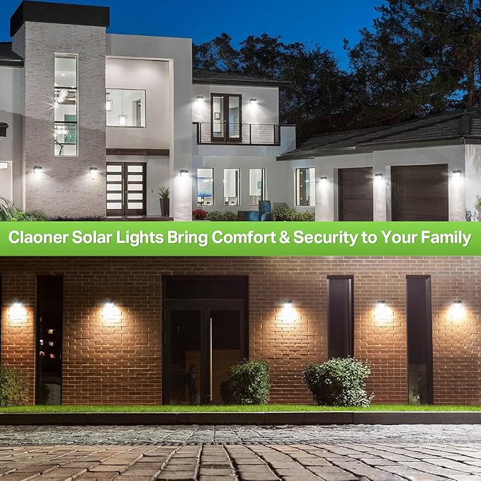 CLAONER Solar Lights Outdoor [𝟏𝟎 𝐏𝐚𝐜𝐤/126 LED], Wireless Motion Sensor Lights, IP65 Waterproof Security Lights 3 Modes, 270° Lighting Angle, Ultra-Bright Wall Lights for Deck Patio Fence Garage