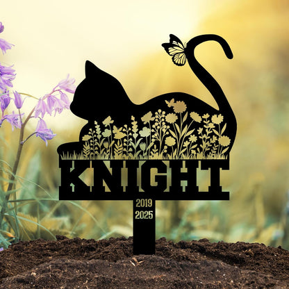 Pet Cemetery Cat Grave Marker – Personalized Outdoor Cat Headstone, Custom Name & Lifespan Dates Pet Grave Markers, Available in Multiple Styles and Colors