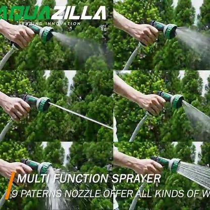 Retractable Garden Hose Reel, 100Ft x 5/8" Durable Wall Mounted Water Hose Reel with 180° Swivel Bracket, 9 Pattern Sprayer, 6Ft leader hose,Smooth Automatic Rewind, Any Length Lock.