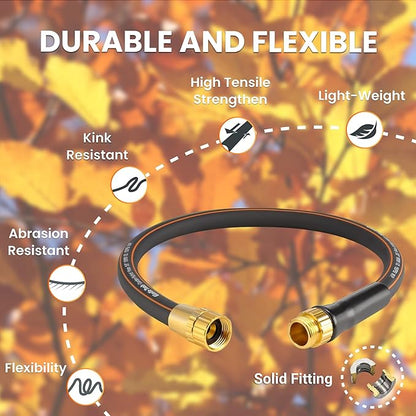 Giraffe Tools Garden Leader Hose 5/8 inch x 2.5ft, Short Water Hose Heavy Duty, Flexible, Lightweight Hybrid Hose with Bend Protection, Male to Female Fittings