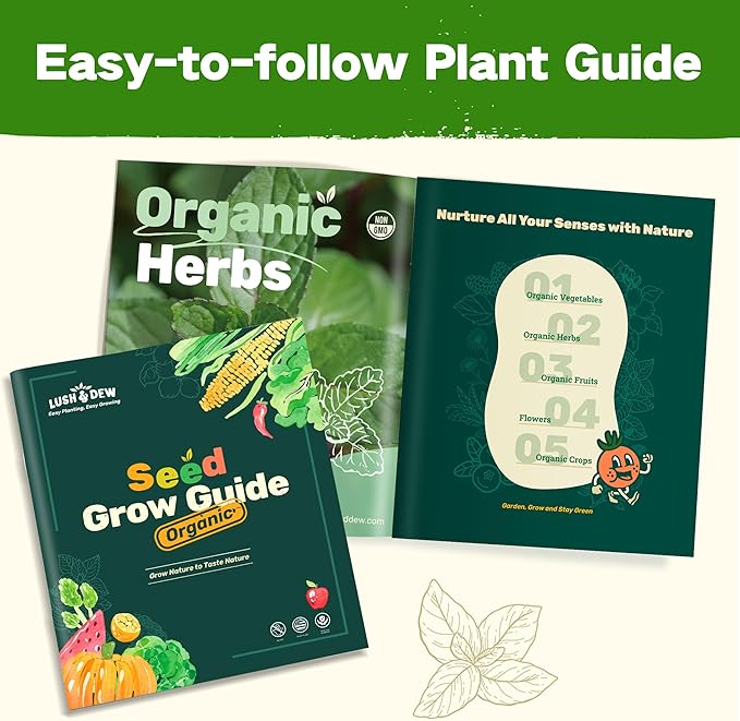 Lush&Dew Year-Round USDA Zone 6 Heirloom Survival Seed Kit, 32 Varieties 32,000+ Seeds for Planting Vegetables Herbs, Gardening Gifts for Women Men, Raised Garden Bed, Greenhouse Indoor Outdoor