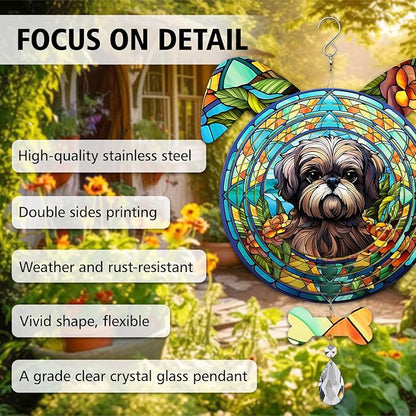 Shih Tzu Dog Ears Wind Spinner, Shih Tzu Wind Spinner Hanging for Yard and Garden