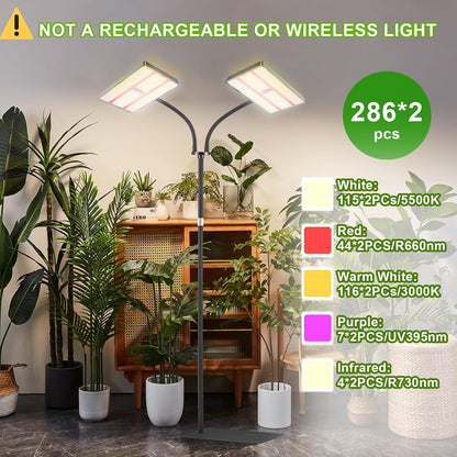 yadoker Grow Light for Indoor Plants,572 LEDs Full Spectrum Standing Plant Grow Light with 4/8/12H Timer,10-Level Brightness, 51" Adjustable,Flow Grow Lamp for Tall Large Indoor Plants