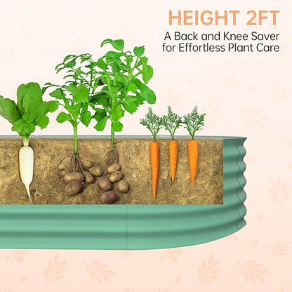 8x4x2 ft Galvanized Raised Garden Bed Outdoor, 24 in Tall Metal Planter Box for Flowers Herbs Vegetables, Rust-Resistant Raised Garden Beds for Gardening, Easy Assembly Outdoor Garden Box & Planters