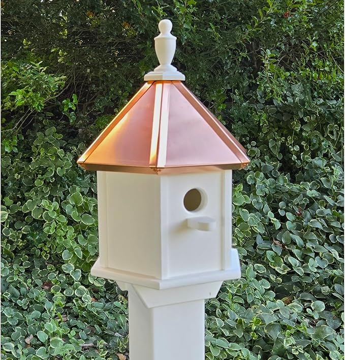Amish Handmade Birdhouse with Copper Roof, Bird Watching (Copper Roof, 2 Compartments)