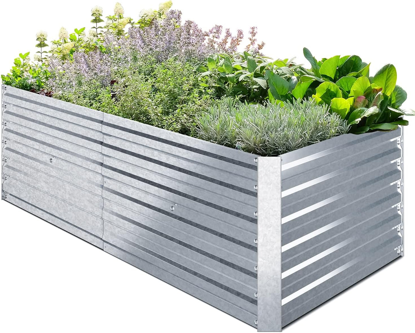Ohuhu Metal Raised Garden Beds for Vegetables, 6x3x1.9 FT Heightened Extra-Large Reinforced Galvanized Steel Raised Boxes, Heavy Duty Outdoor Planter Box for Seedling Growing Flowers Herbs Succulent