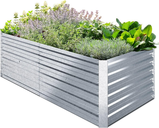 Ohuhu Metal Raised Garden Beds for Vegetables, 6x3x1.9 FT Heightened Extra-Large Reinforced Galvanized Steel Raised Boxes, Heavy Duty Outdoor Planter Box for Seedling Growing Flowers Herbs Succulent