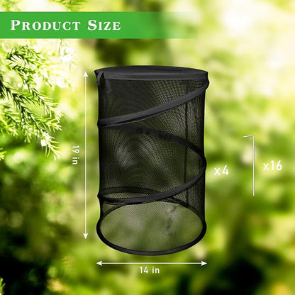 Pop up Plant Cover Net, 4 Pack Black Round Foldable Net Cover to Prevent Animal Damage, Garden Plant Protection Cover with Stakes for Outdoor Plants