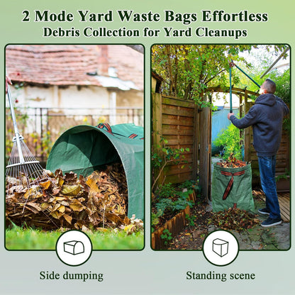 2 Pack 72 Gallons Reusable Yard Waste Bags,Heavy Duty Lawn and Leaf Bags,Dustpan-Type Garden Bag with Reinforced Handles for Collecting Leaves,Branch Debris,Grass Clippings (72 Gallons)