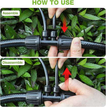 Bonviee 10 Pack 1/2” to 1/4” Reducing Tee Connectors, Split 1/2” Tubing into Two 1/4” Branches, Push-to-Connect Quick Install Drip Irrigation Fittings, Leak-Proof Adapter for Garden, Lawn, Greenhouse
