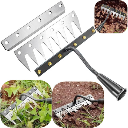 2 in 1 Iron Rake 2.0 for Gardening & Weeding,Multi-Tine Carbon Steel Garden Cultivator Rake | Weed Puller Tool & Uprooting Weeder for Gardenia | for Weeding, Cultivating, Lawn(No Handle Included)