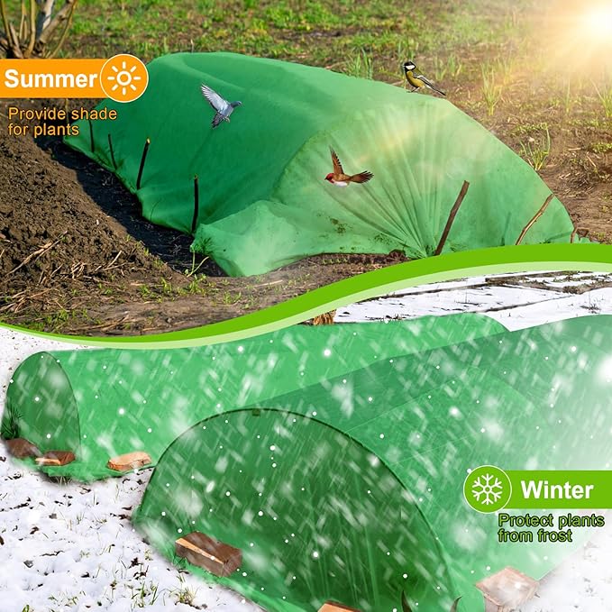 Winter Frost Cloth Plant Frost Protection Covers 10 FT x 20 FT Reusable Cold Weather Green Plant Covers Outdoor - Outdoor Frost Cloth for Protection, Seasonal Delay