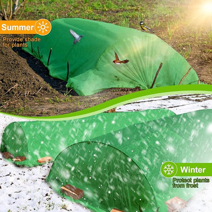Winter Frost Cloth Plant Frost Protection Covers 10 FT x 33 FT Reusable Cold Weather Green Plant Covers Outdoor - Outdoor Frost Cloth for Snowy Weather