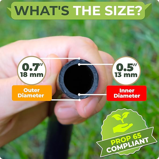 Carpathen 50 FT 1/2 Irrigation Tubing Mainline - Drip Irrigation Tubing Perfect for Push-To-Connect Garden Irrigation System, or as Blank Distribution Hose for Any Gardening Project