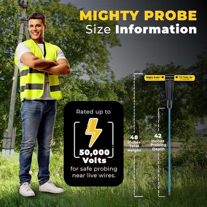 T&T Tools 48-Inch Mighty Probe Insulated Metal Soil Probe – 3/8" Metal Round Rod, Heavy Duty Design for Easy Penetration & Withdrawal, Soil Testing & Landscaping Tools, T-Handle, USA-Made-2 Pack