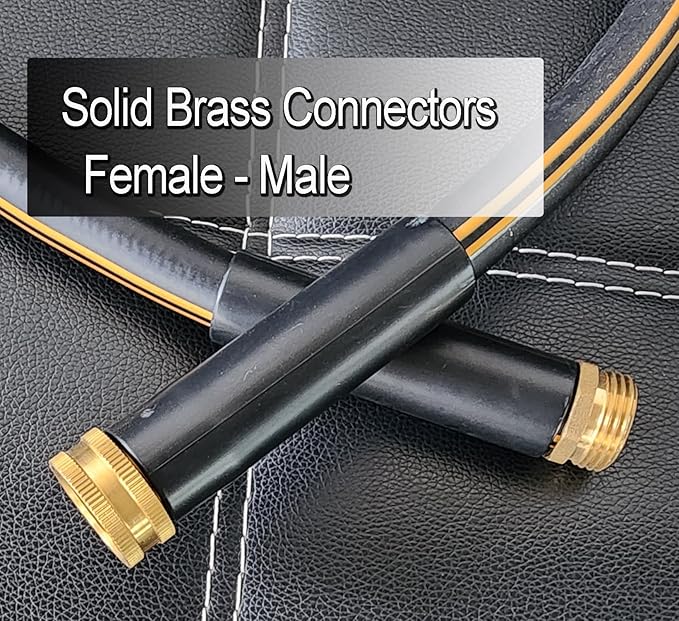 Atlantic Heavy Duty Garden Hose 5 ft x 5/8 Inch Black Color, Short Connection Leader Hose with Male-Female Connectors (5 Feet)