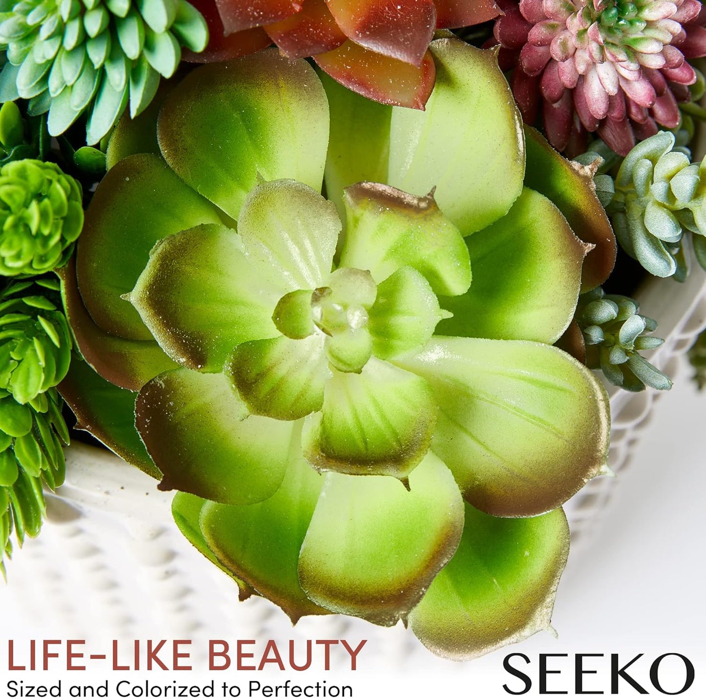 SEEKO Succulents Plants Artificial (14 Pack) - Premium Fake Succulents - Realistic Artificial Succulents Unpotted - Faux Plants for Craft - Small Assortment for Party, Garden, Home & Outdoor Decor