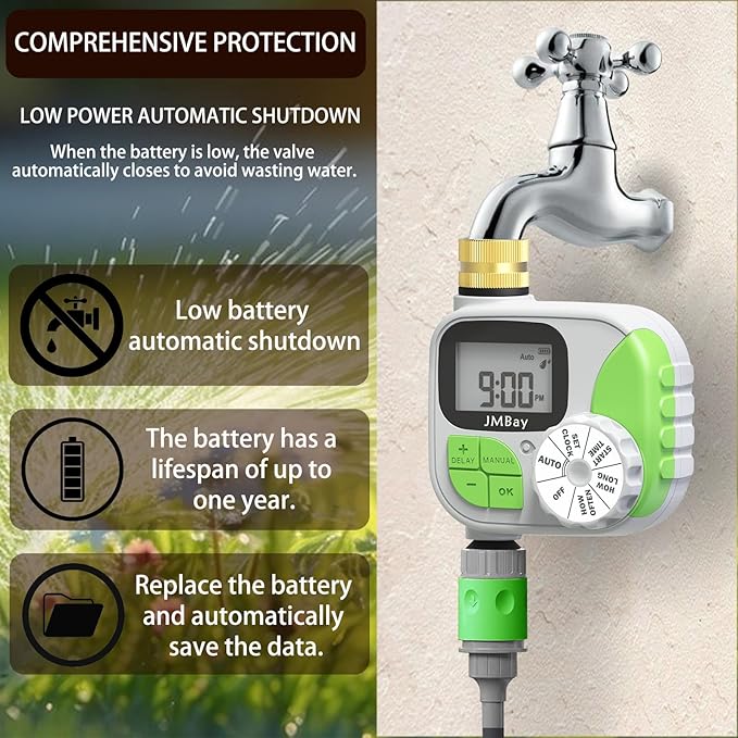 Sprinkler Timer Water Timer for Garden Hose,Smart Hose Timers Programmable Auto Irrigation System for Yard & Greenhouse, Waterproof Digital Sprinkler Controller with Pure Brass Inlet for Lawn