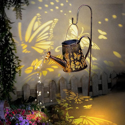 Solar Watering Can with Lights Outdoor,Hanging Solar Lantern,Metal Waterproof Garden Lights Decorations Gift for Table Patio Yards Pathway Party