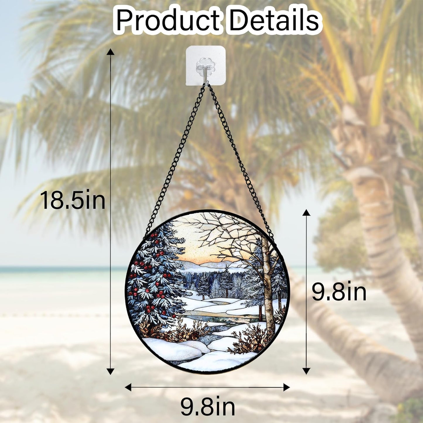 Stained Glass Window Hanging, Winter Snow Landscape Suncatcher Diamond Glass Panel Sun Catchers Decor for Birthday for Women, Men, Wife, Aunt, and Mom 9.8 in