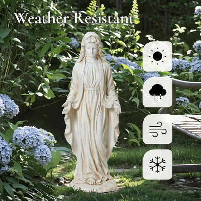 LuxenHome Virgin Mary Statue Outdoor, 30'' Religious Garden Statue, Blessed Mother Outdoor Statue, Virgen De Guadalupe Statues, Large Outdoor Garden Statues, Sculptures Decorations Home Yard Patio