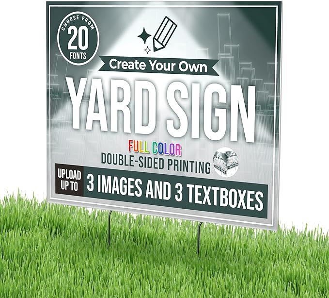 24x18" Double Sided Custom Yard Sign with Metal Stakes, Personalized Full Color Corrugated Yard Sign for Outdoors, Front and Back Custom Printed Personalized Lawn Signs (Design 2)