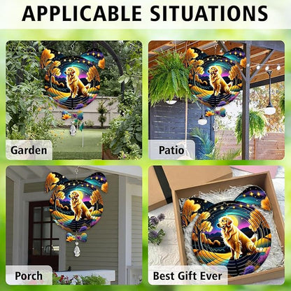 Golden Retriever Dog Ears Wind Spinner, Golden Retriever Wind Spinner Hanging for Yard and Garden