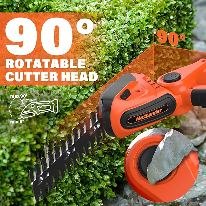 MAXLANDER Cordless Grass Shears & Hedge Trimmer, 2-in-1 Handheld Grass Trimmer/Shrubbery Trimmer, 21V Battery Operated Hedge Trimmer for Garden/Lawn with Battery and Charger