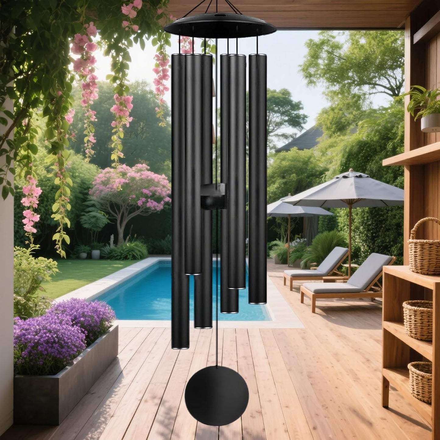 Large Memorial Wind Chimes, 47'' Deep Tone 6 Heavy Tubes Soothing Tones Windchimes for Outside Garden Patio Hanging Decor, Sympathy Gifts, Memorial Wind Chime Best Gift for Mom Women Grandma Neighbors