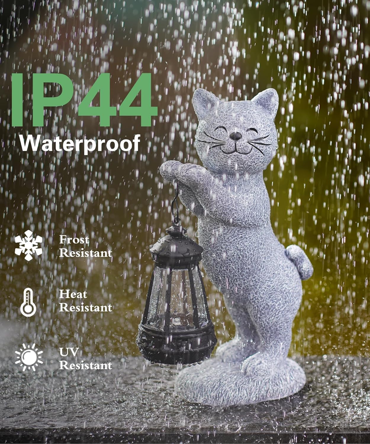 Solar Cat Garden Statues for Outdoor: Outside Sculpture Lantern Decor for Yard Lawn Porch Patio Balcony Decorations Gifts for Grandma Mom Women