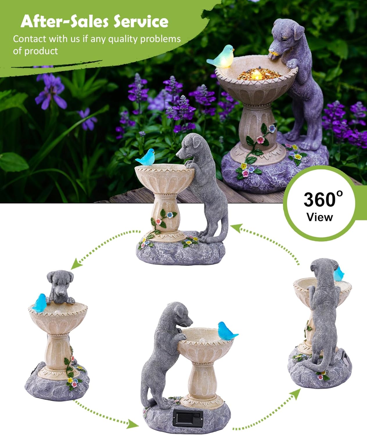 Nacome Solar Dog Garden Decor: Outdoor Statues Ornaments for Outside Decorations Yard Art Lawn Porch Patio Balcony - Birthday Gifts Choice for Mom Grandma Women Lover