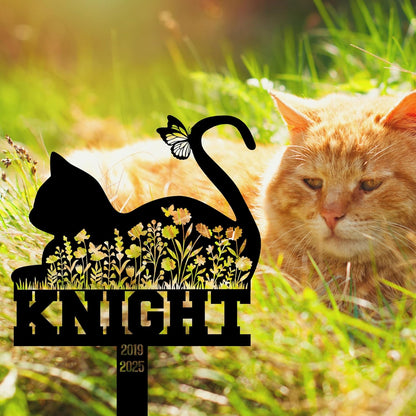 Pet Cemetery Cat Grave Marker – Personalized Outdoor Cat Headstone, Custom Name & Lifespan Dates Pet Grave Markers, Available in Multiple Styles and Colors