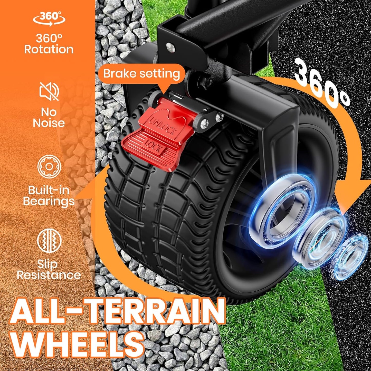 Collapsible Wagon Carts 570LBS Weight Capacity Foldable Beach Wagon with Big All-Terrain Wheels 330L Heavy Duty Utility Carts with Cup Holders for Camping, Garden, Sports, Grocery Black