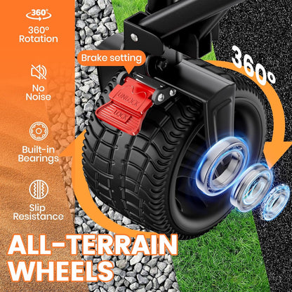 Collapsible Wagon Carts 570LBS Weight Capacity Foldable Beach Wagon with Big All-Terrain Wheels 330L Heavy Duty Utility Carts with Cup Holders for Camping, Garden, Sports, Grocery Black