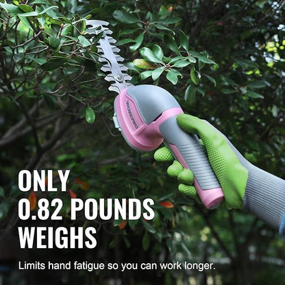 WORKPRO Cordless Grass Shear & Shrubbery Trimmer - 2 in 1 Handheld Hedge Trimmer Electric Grass Trimmer Hedge Shears/Grass Cutter Rechargeable Lithium-Ion Battery and Type-C Cable Included Pink Ribbon