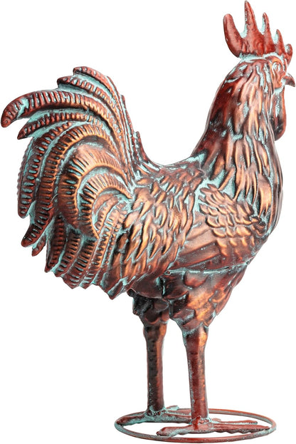 Metal Rooster Statue Garden Yard Decor,15.7"L x 18.8"H Metal Chickens Yard Art, Vintage Outdoor Chicken Rooster Figurine for Backyard Patio Lawn Home Kitchen Decorations, Gift for Chicken Lovers