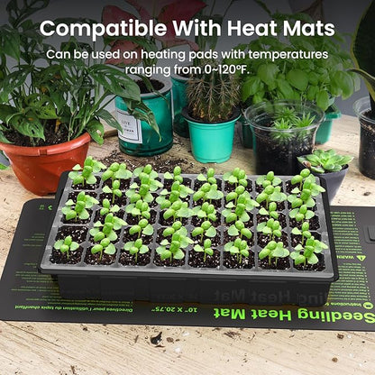MIXC Seed Starter Tray with Lights, 2 Packs Mini Propagator Plant Grow Kit Greenhouse with Humidity Vented Domes and Base for Seeds Starting, Black