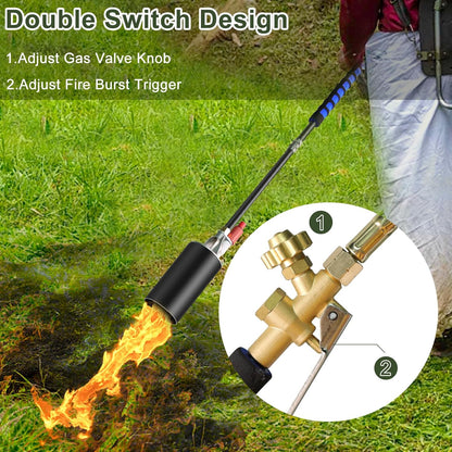 Propane Torch Weed Burner,Weed Torch for Outside with Self Ignition and Flame Control,High Output 2,400,000 BTU with 10FT Hose and Storage Bag,Flame Thrower for Weeding,Garden,Snow Melting(Black)
