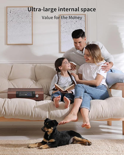 Gun Safe,Biometric Gun Safe for Pistols 3-Ways unlock Fingerprint Digital PIN Key Unlock with Voice, Lock box for Cloakroom living room Bedroom Nightstand and Car BILLCONCH - Antique Bronze