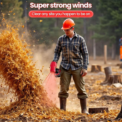 Cordless-Leaf-Blower for Lawn Care-Handheld Blower-Electric Leaf Blower with Battery and Charger with 21V, 4.0Ah X 2 Batteries, Portable dust Cleaner-Lightweight Leaf blowers for Patio Cleaning-red