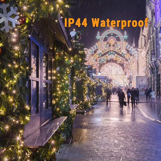 Brizled Outdoor Christmas Lights, 78.74ft 240 LED Christmas Lights, Plug in Christmas Tree Lights Connectable, 8 Modes Mini Led String Lights Waterproof for Indoor Outside Xmas Decorations Warm White