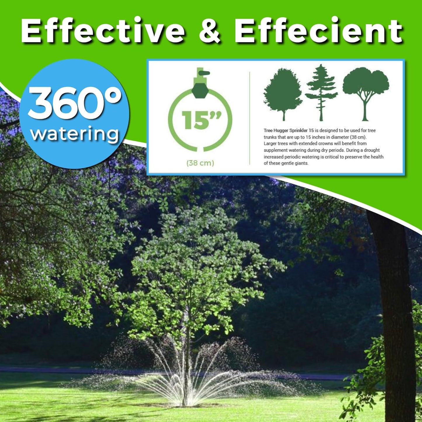 Tree Sprinkler with 360° Outward Direction, Water Sprinkler for Trees That Reaches The Nutrition Zone for Tree Root Watering (15")