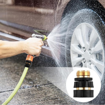 Quick Connect Hose Fittings Male and Female Set, 3/4 Inch Aluminum Garden Hose Fitting Quick Connector with Rubberized Grips, Water Hose Connector for Garden (6 Set)