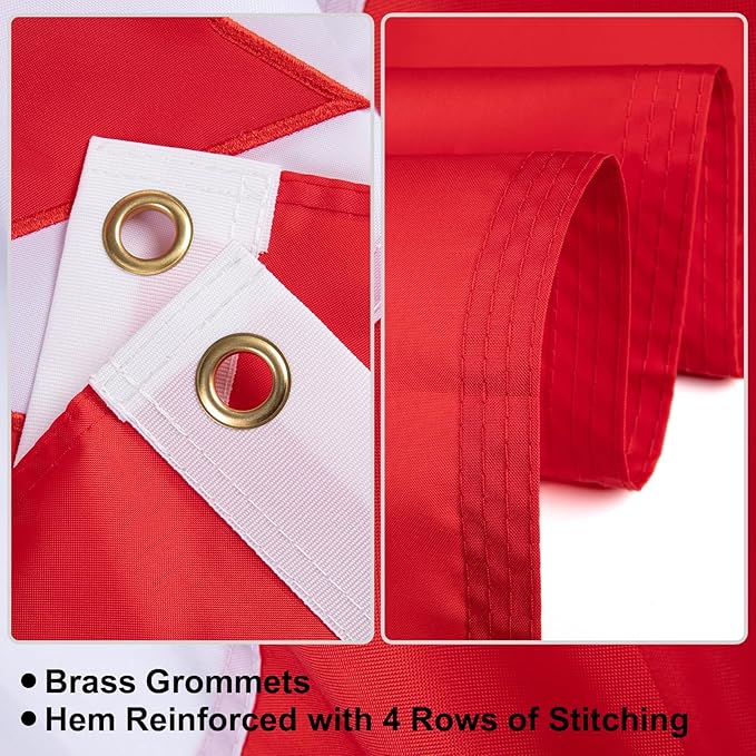 3x5 FT Outdoor Canada Flag Canadian National Flag with Embroidered Maple Leaf Heavy Duty 210D Nylon Sewn Stripes with 2 Brass Grommets for Garden, Home & Wall Decor