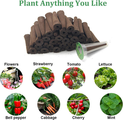150 PCS Hydroponic Pods Kit, Seed Pods Kit for Aerogarden, Grow Anything Kit, Coolrunner Hydroponics Garden Accessories with 24 Baskets, 50 Stickers, 50 Sponges, 2 Tweezers, 24 Planting Cove (150)